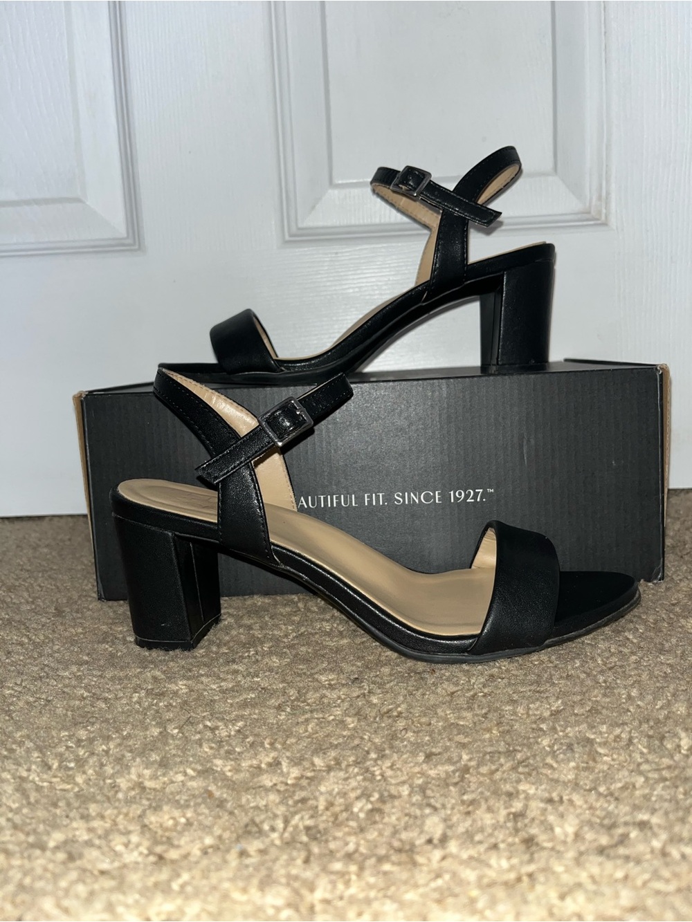 Naturalizer Black Strappy Block Heel Sandals